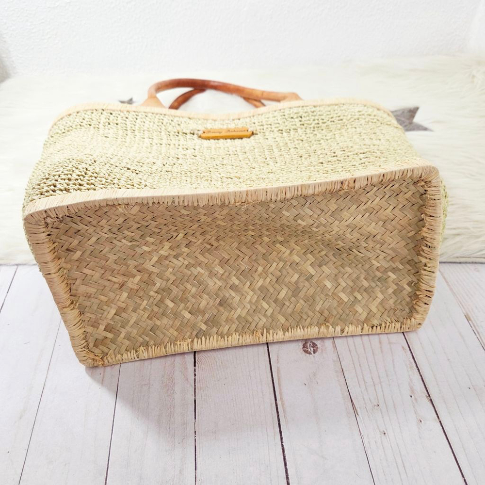 Tommy Bahama raffia woven straw beach tote bag cream natural resort - Picture 4 of 7